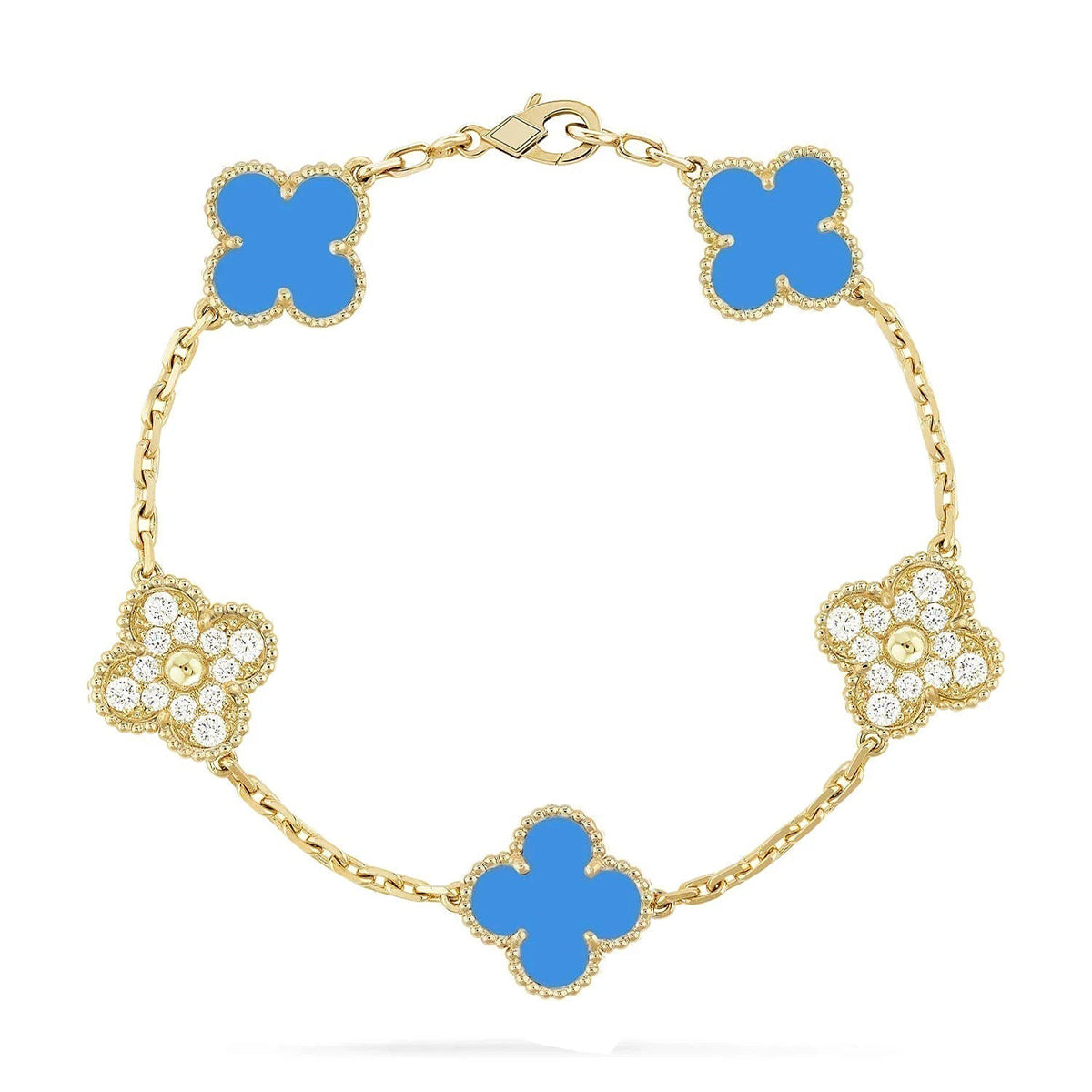 [Sophire Jewelry ] CLOVER 5 MOTIF BLUE AGATE BRACELET COLLECTION