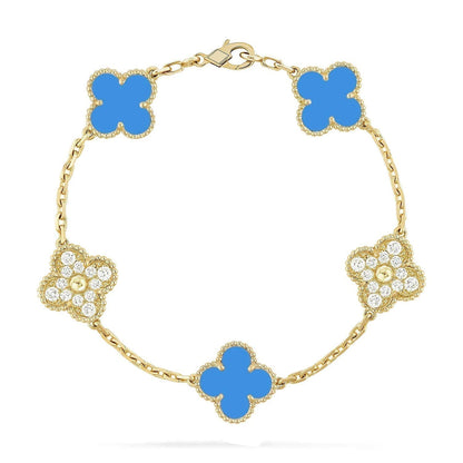 [Sophire Jewelry ] CLOVER 5 MOTIF BLUE AGATE BRACELET COLLECTION