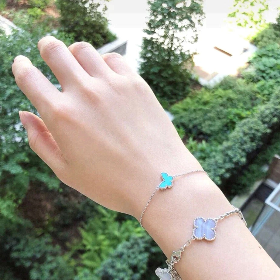 [Sophire Jewelry ]BUTTERFLY TURQUOISE BUTTERFLY BRACELET SILVER