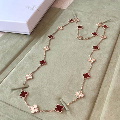 [Sophire Jewelry ]CLOVER 20 MOTIFS LASER CARNELIAN NECKLACE