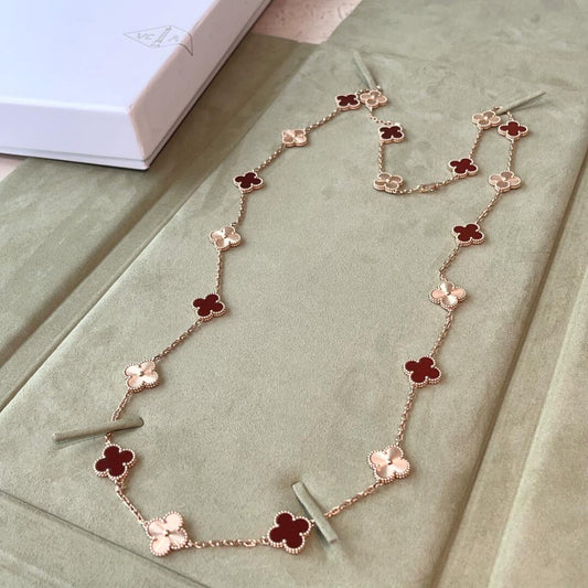 [Sophire Jewelry ]CLOVER 20 MOTIFS LASER CARNELIAN NECKLACE
