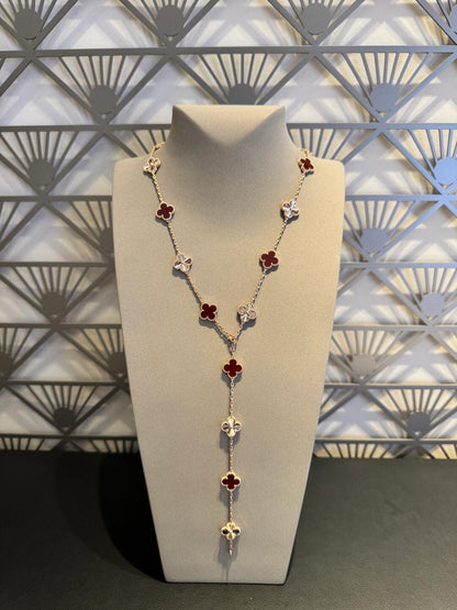 [Sophire Jewelry ]CLOVER 20 MOTIFS LASER CARNELIAN NECKLACE