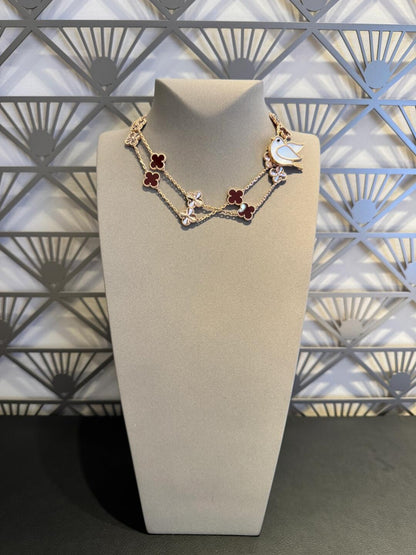 [Sophire Jewelry ]CLOVER 20 MOTIFS LASER CARNELIAN NECKLACE