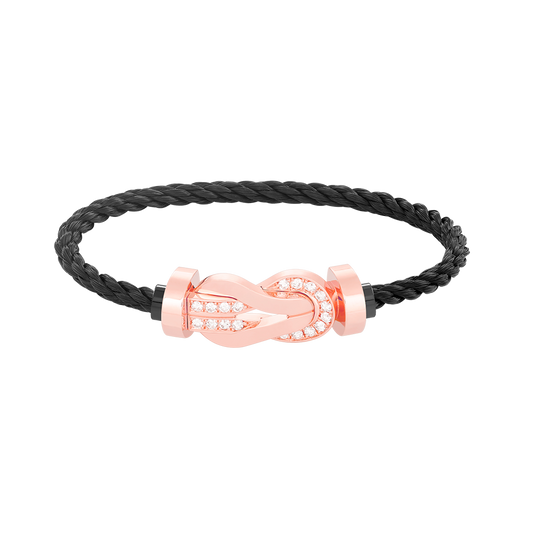 [Sophire]LARGE 8-FIGURE BUCKLE HALF DIAMOND BRACELET - ROSE GOLD