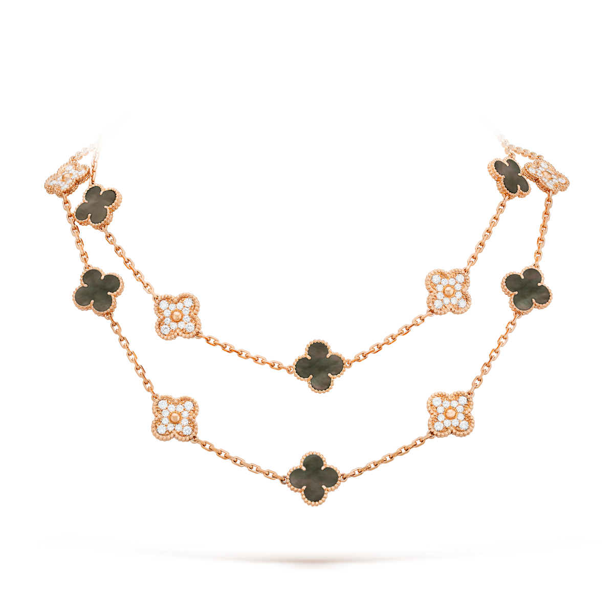 [Sophire Jewelry ]CLOVER 20 MOTIFS DARK MOP DIAMOND  NECKLACE
