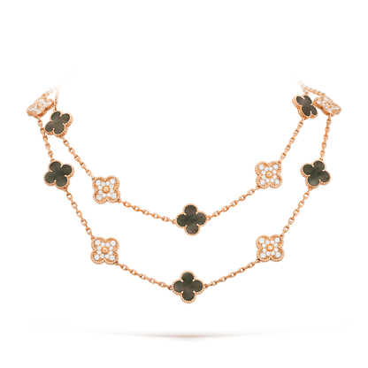 [Sophire Jewelry ]CLOVER 20 MOTIFS DARK MOP DIAMOND  NECKLACE