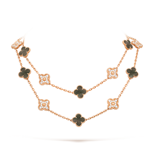 [Sophire Jewelry ]CLOVER 20 MOTIFS DARK MOP DIAMOND  NECKLACE