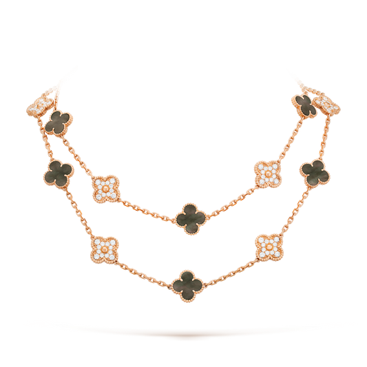 [Sophire Jewelry ]CLOVER 20 MOTIFS DARK MOP DIAMOND  NECKLACE