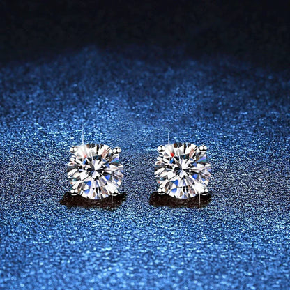 [Sophire]FOUR-PRONG MOISSANITE EARRINGS