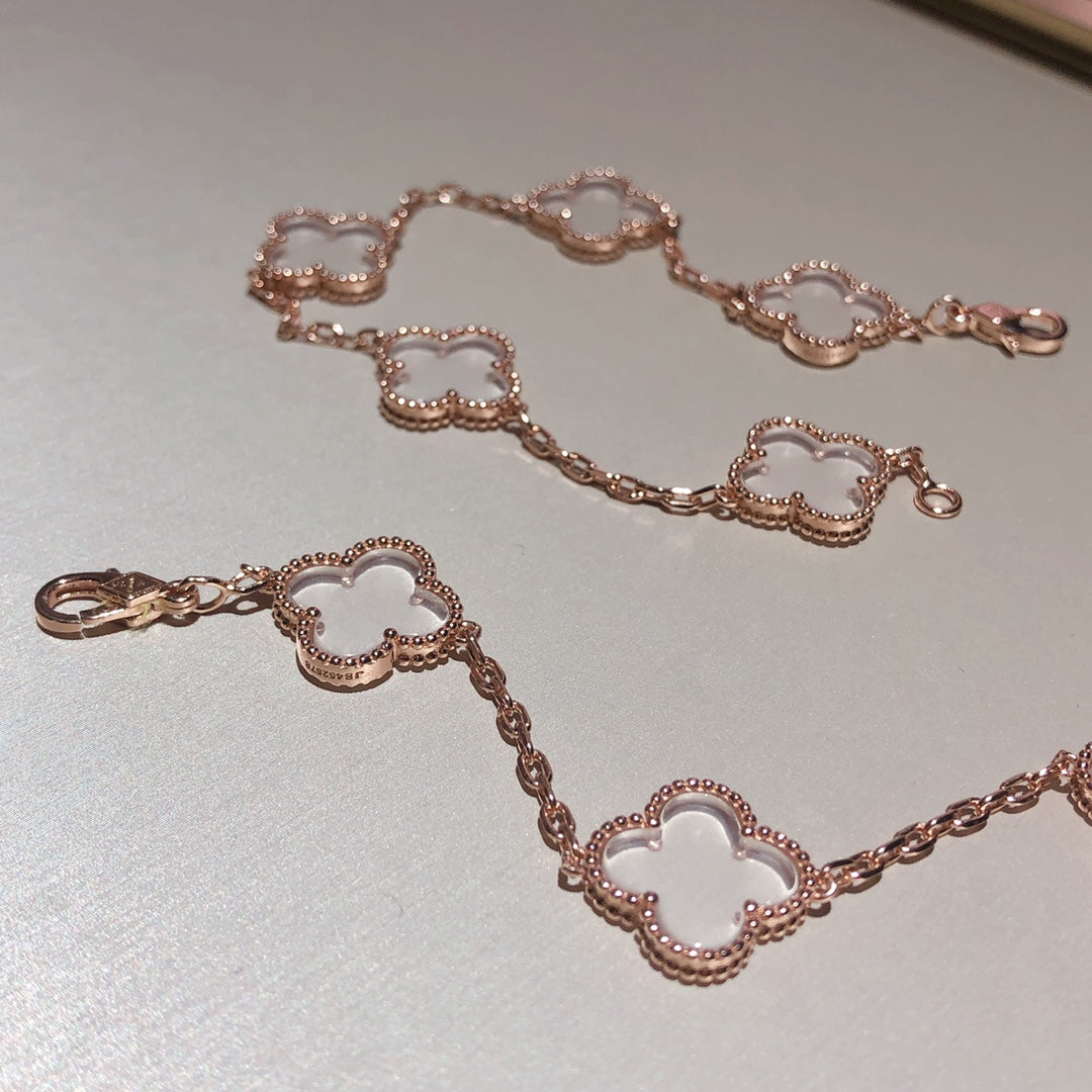 [Sophire Jewelry ]CLOVER 5 MOTIF ROCK CRYSTAL BRACELET
