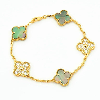 [Sophire Jewelry ] CLOVER 5 MOTIF GRAY MOP BRACELET COLLECTION