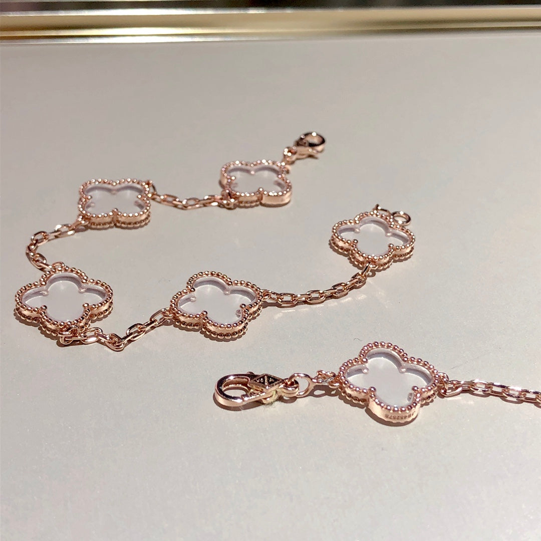 [Sophire Jewelry ]CLOVER 5 MOTIF ROCK CRYSTAL BRACELET
