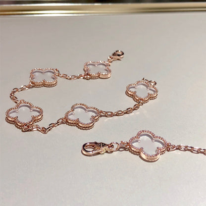 [Sophire Jewelry ]CLOVER 5 MOTIF ROCK CRYSTAL BRACELET