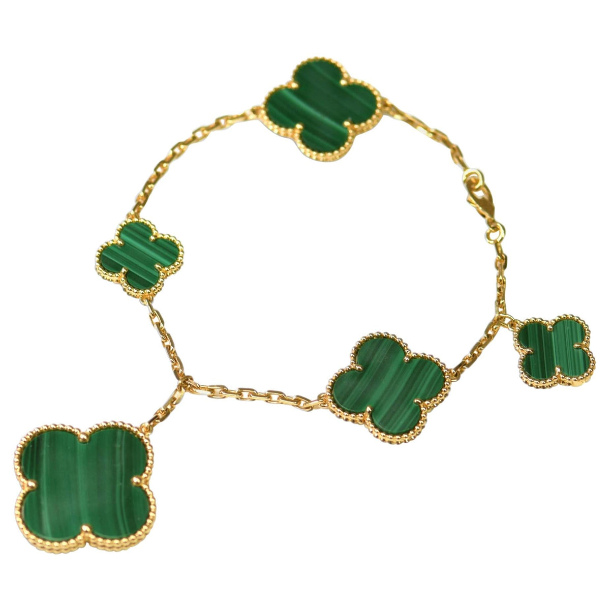 [Sophire Jewelry ]MAGIC CLOVER MALACHITE GOLD BRACELET 5 MOTIFS