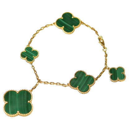 [Sophire Jewelry ]MAGIC CLOVER MALACHITE GOLD BRACELET 5 MOTIFS