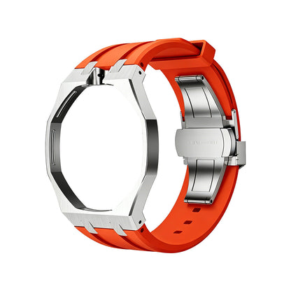 [Sophire]OAK POP ORANGE-RED STEEL SILICONE STRAP
