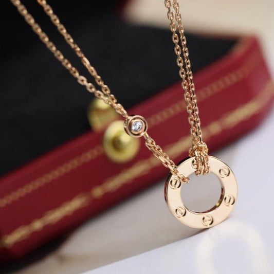 [Sophire Jewelry ]LOVE NECKLACE ADJUSTABLE ROSE GOLD 2 DIAMOND