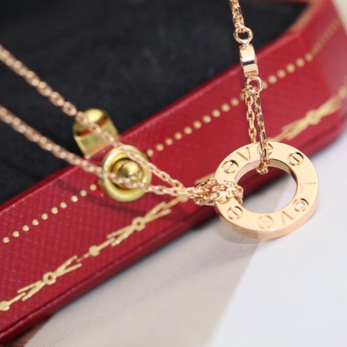 [Sophire Jewelry ]LOVE NECKLACE ADJUSTABLE ROSE GOLD 2 DIAMOND