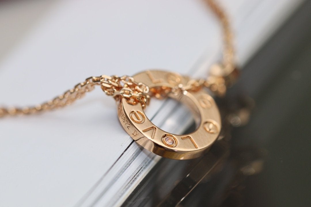 [Sophire Jewelry ]LOVE NECKLACE ADJUSTABLE ROSE GOLD 2 DIAMOND