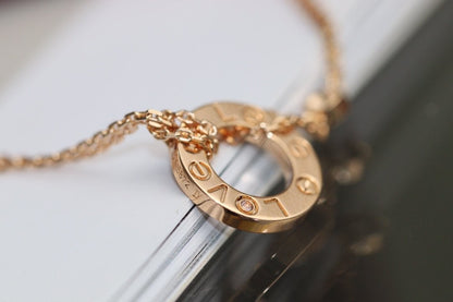 [Sophire Jewelry ]LOVE NECKLACE ADJUSTABLE ROSE GOLD 2 DIAMOND