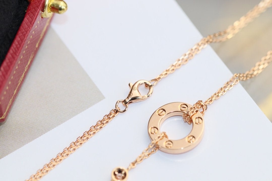 [Sophire Jewelry ]LOVE NECKLACE ADJUSTABLE ROSE GOLD 2 DIAMOND