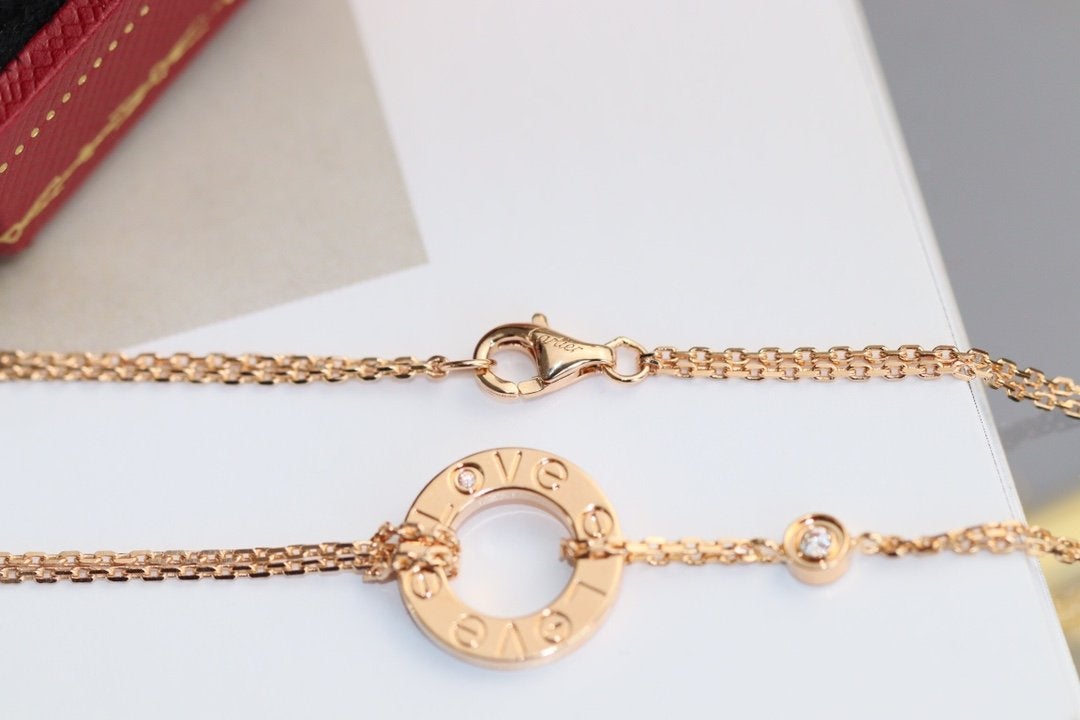 [Sophire Jewelry ]LOVE NECKLACE ADJUSTABLE ROSE GOLD 2 DIAMOND