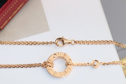 [Sophire Jewelry ]LOVE NECKLACE ADJUSTABLE ROSE GOLD 2 DIAMOND