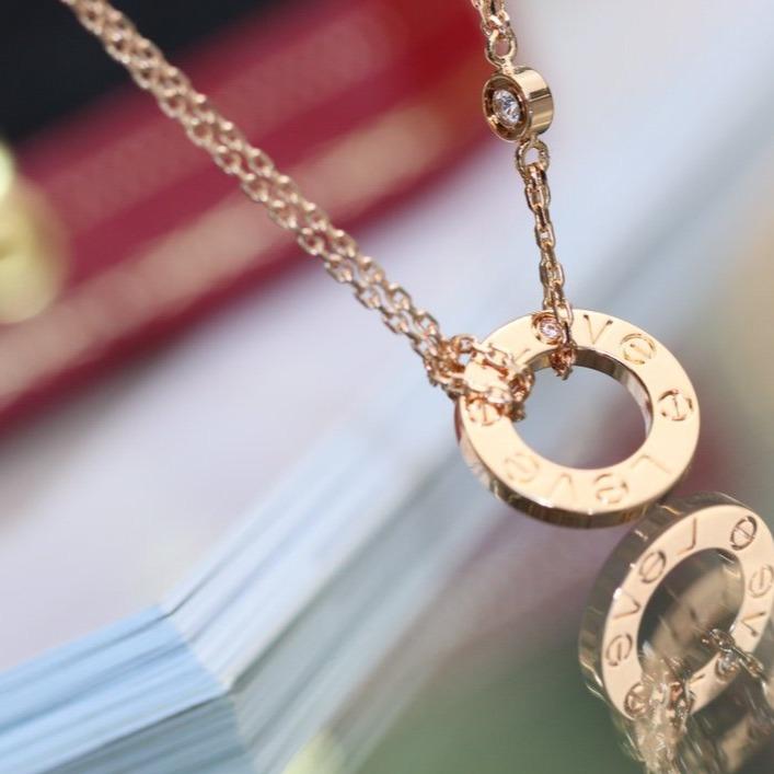 [Sophire Jewelry ]LOVE NECKLACE ADJUSTABLE ROSE GOLD 2 DIAMOND