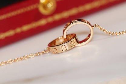 [Sophire Jewelry ]LOVE NECKLACE PINK GOLD AND SILVER