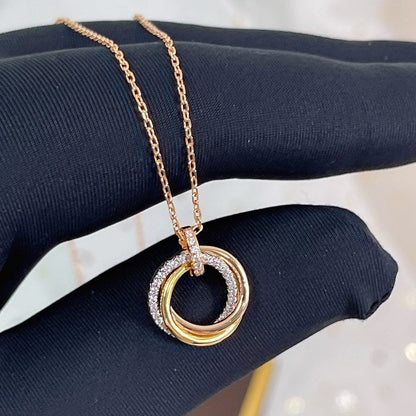 [Sophire Jewelry ]TRINITY NECKLACE SILVER GOLD PINK GOLD DIAMONDS