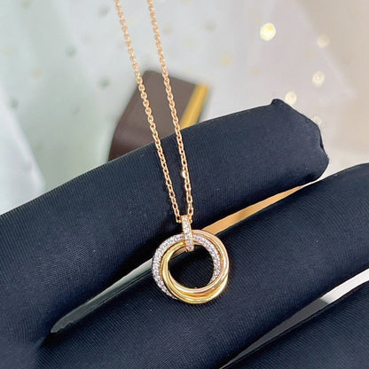 [Sophire Jewelry ]TRINITY NECKLACE SILVER GOLD PINK GOLD DIAMONDS