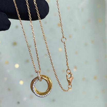[Sophire Jewelry ]TRINITY NECKLACE SILVER GOLD PINK GOLD DIAMONDS