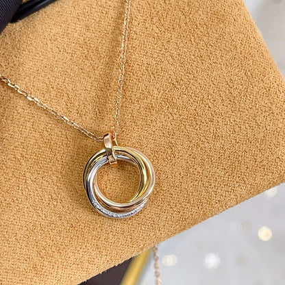 [Sophire Jewelry ]TRINITY NECKLACE SILVER GOLD PINK GOLD DIAMONDS
