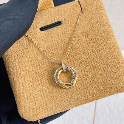 [Sophire Jewelry ]TRINITY NECKLACE SILVER GOLD PINK GOLD DIAMONDS