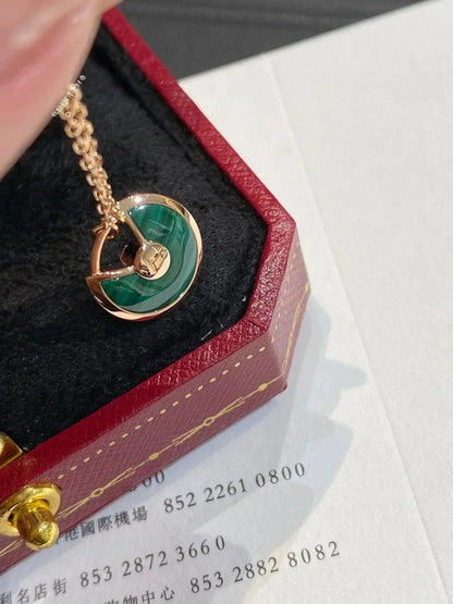 [Sophire Jewelry ]AMULETTE ROSE GOLD MALACHITE NECKLACE