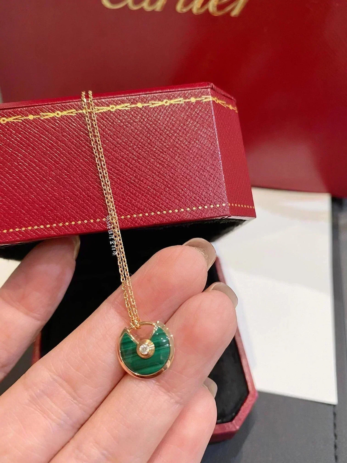 [Sophire Jewelry ]AMULETTE ROSE GOLD MALACHITE NECKLACE