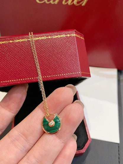 [Sophire Jewelry ]AMULETTE ROSE GOLD MALACHITE NECKLACE