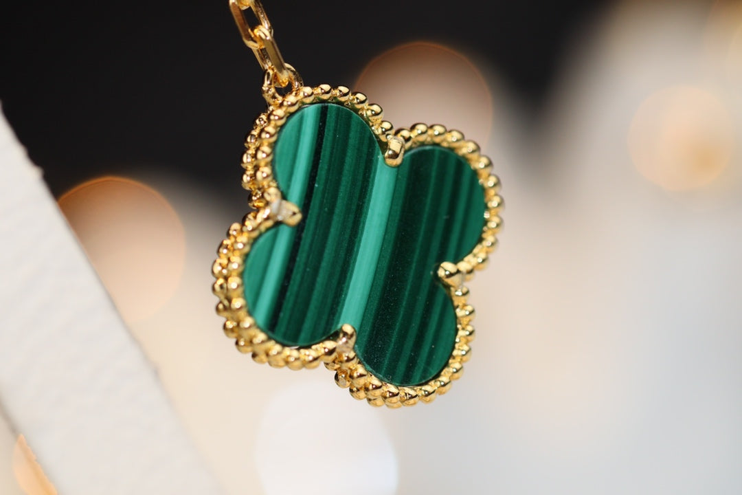 [Sophire Jewelry ]CLOVER EARRINGS GOLD MALACHITE DIAMOND 3 MOTIF
