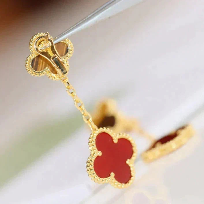 [Sophire Jewelry ]CLOVER  2 MOTIF  TIGER EYE CARNELIAN EARRINGS