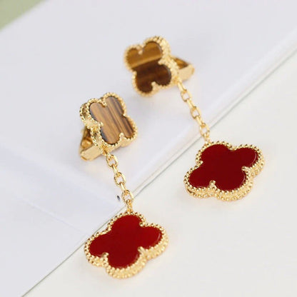 [Sophire Jewelry ]CLOVER  2 MOTIF  TIGER EYE CARNELIAN EARRINGS