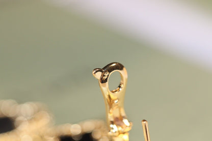 [Sophire Jewelry ]CLOVER EARRINGS GOLD ONYX MOP 3 MOTIF