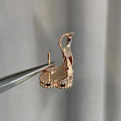 [Sophire Jewelry ]CLOVER MEDIUM 1 MOTIFS  PINK MOP DIAMOND EARRINGS