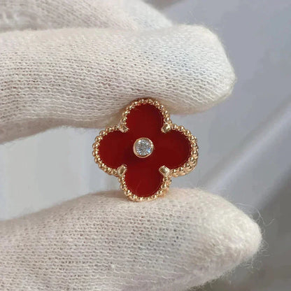[Sophire Jewelry ]CLOVER MEDIUM 1 MOTIFS CARNELIAN  DIAMOND earrings