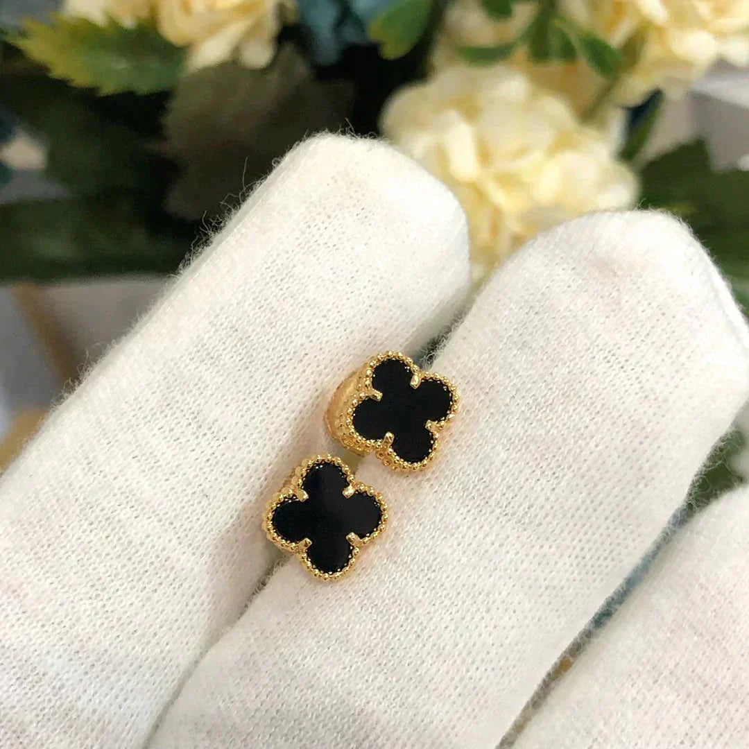 [Sophire Jewelry ]CLOVER MINI 9.5MM BLACK MOP EARRINGS