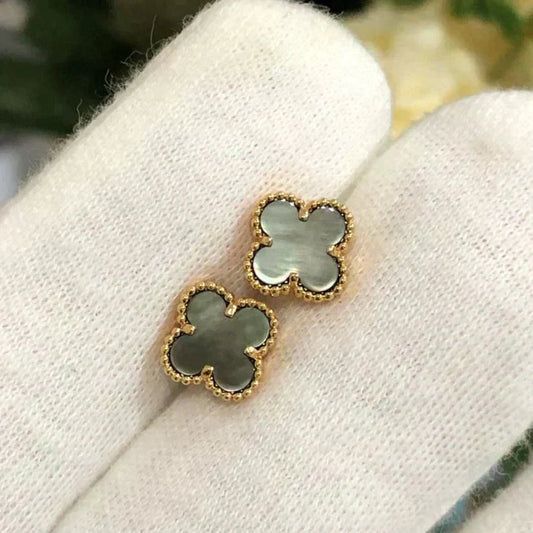 [Sophire Jewelry ]CLOVER MINI 9.5MM GRAY MOP EARRINGS