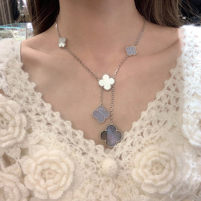 [Sophire Jewelry ]CLOVER MOP CHALCEDONY NECKLACE SILVER 6 MOTIF