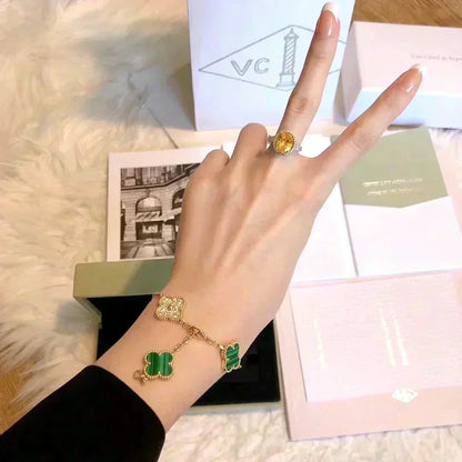[Sophire Jewelry ] CLOVER 5 MOTIF MALACHITE BRACELET COLLECTION