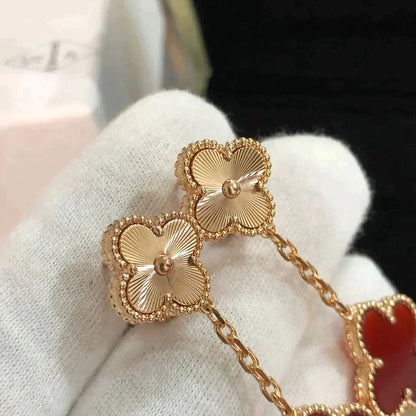 [Sophire Jewelry ]CLOVER 2 MOTIF  LASER CARNELIAN EARRINGS