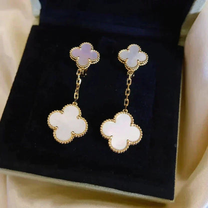 [Sophire Jewelry ]CLOVER 2 MOTIF WHITE MOP EARRINGS