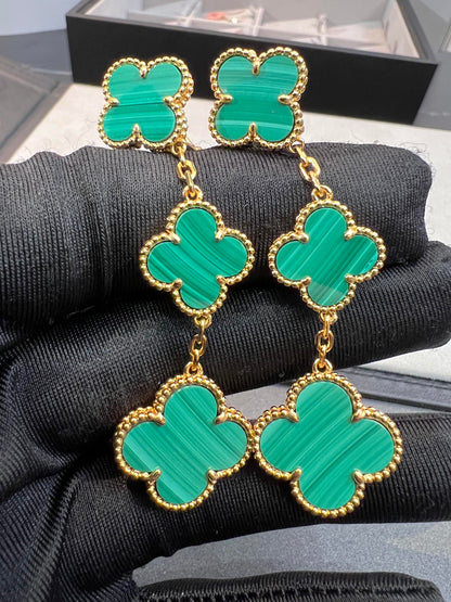 [Sophire Jewelry ]CLOVER MALACHITE 3 MOTIFS GOLD